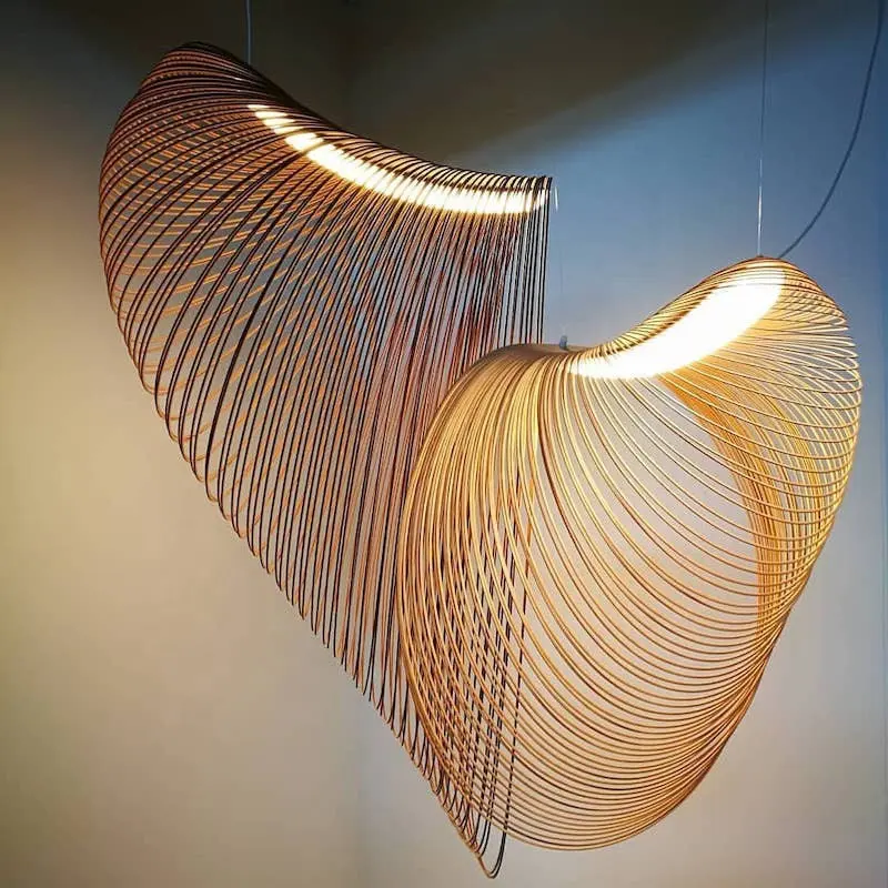 Nordic Designer Wooden Frame Hanging Light Modern Pendant Wood Lamp