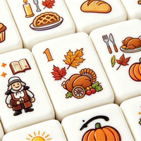Jeu de Mahjong américain sur le thème de Thanksgiving, tuiles en acrylique, 160 pièces au total, emballage en boîte en carton pour 4 joueurs en famille