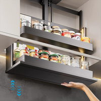 Cesto Elevatório Inteligente Moderno de Luxo em Liga de Alumínio com Controle por Voz para Armário de Cozinha