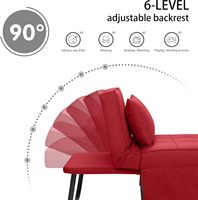 Canapé-lit rouge Plus chaise convertible 5 en 1 dossier réglable chaise convertible moderne pour salon appartement bureau
