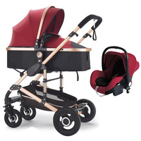 Landau pour bébé Poussette de luxe 3 en 1 Wagon pour siège auto Poussettes pour bébé Buggy Système de voyage pliable pour enfant UK Poussette pour bébé