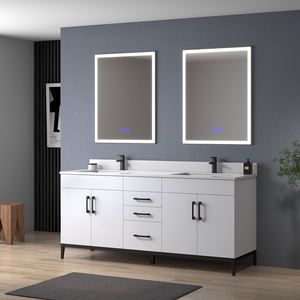 Meuble-lavabo de salle de bain moderne blanc de 72 pouces avec miroir LED et double vasques, design résistant à l'eau, construction durable, fabriqué au Vietnam - Product Image 2