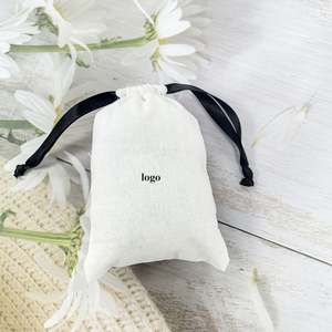 Sacs à cordon en lin personnalisés en gros, emballage cadeau, logo personnalisé, petit sac à poussière à cordon - Product Image 3