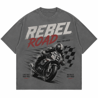 T-shirt graphique oversize pour homme, imprimé géométrique chromatique à effet de couleur changeante, coupe ample délavée, style streetwear, OEM