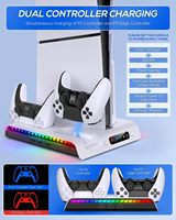 Support Ventilateur de Refroidissement pour PS5 Slim Édition Disque/Numérique avec Station de Recharge de Manettes pour Console Playstation 5 Slim 9 LED