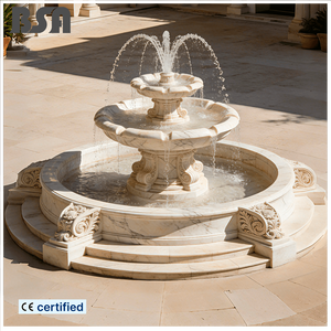 संगमरमर के तीन-स्तरीय जल सुविधा उद्यान फव्वारा मूर्तिकला, विला और मन्रों के लिए पत्थर का झरना फव्वारा - Product Image 1