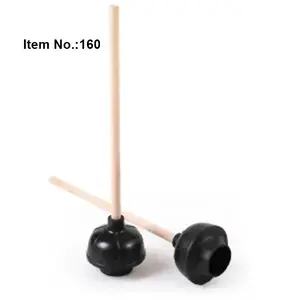 HQ160 Pompa Toilet Karet Alami, Kepala Plunger Toilet Hitam