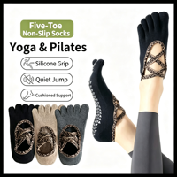 Chaussettes de yoga premium 2026 à cinq doigts pour femmes, en coton peigné, antidérapantes avec grip en silicone, croisées, pour Pilates, ballet et danse