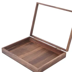 Caja de joyería de madera de nogal de lujo, caja de almacenamiento de exhibición de Perfume, caja de madera quemada marrón oscuro para tazas