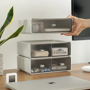 Office File Organizationデスクトップシェルフスタッカブルプラスチック引き出しデスクトップ収納ボックス引き出し