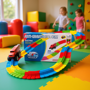 Piste de voiture anti-gravité Boss Hog, ensemble de jeu d'intérieur 92 pièces pour enfants, apprentissage précoce et divertissement avec un design d'orbite coloré - Product Image 2