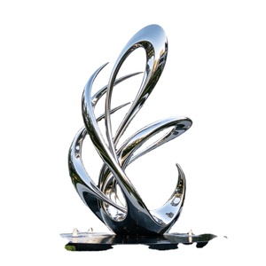 Sculpture abstraite moderne en acier inoxydable poli, design artistique personnalisé de luxe, résistante aux intempéries, faite à la main - Product Image 1