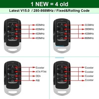 Télécommande de porte de garage multifréquence 280/868 MHz à 4 boutons, duplicateur de clé porte-clés, clonage de code fixe/rolling pour barrière