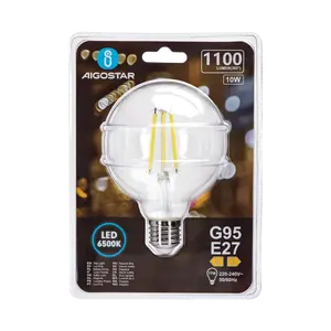 Bombilla LED de filamento G95 E27 10W - Ahorro de energía, luz cálida, ideal para decoración y ambientes acogedores. - Product Image 3