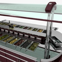 Le cadre en acier inoxydable et la décoration en bois du comptoir de buffet commercial sont élégants et généreux