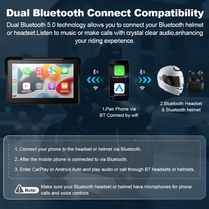 7 ''portátil inalámbrico Carplay Android Auto IP67 impermeable navegador GPS motocicleta DVR Control de dirección IPS pantalla táctil 1080P - Product Image 6