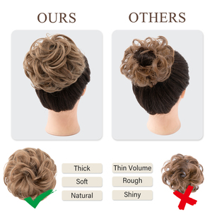 CHALLEAM Chignon bouclé synthétique en fibre haute température, effet <span class=keywords><strong>d</strong></span>ésordonné, type donut, extensions de cheveux, chignon élastique pour usage quotidien - Product Image 5