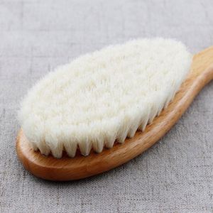 Customizable LOGO Beechwood Handle Soft Goat Bristles Baby Hair Cleaning Brush - Product Image 2