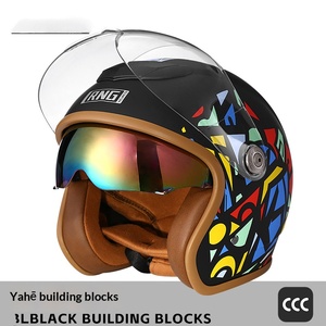 Casco de Moto Retro 3 4 con Doble Lente y Diseño de Patrón Atractivo para Scooter y Uso Diario - Product Image 2
