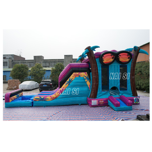 Tobogán Acuático Inflable Comercial de Doble Carril con Diseño de Palmera, Compra de <span class=keywords><strong>Castillo</strong></span> Inflable para Niños al Aire Libre - Product Image 2