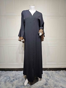 Sharut Turchia Elegante Caftano Personalizzato Modesto Abito da Donna Dubai Musulmano con Maniche a Volant Leopardate Kimono Aperto Abaya - Product Image 5
