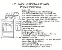 Imprimante 3D H2C H2D H2S AMS Combo Laser Full Combo FDM à double extrudeur avec détection de filament en option et récupération après coupure de courant