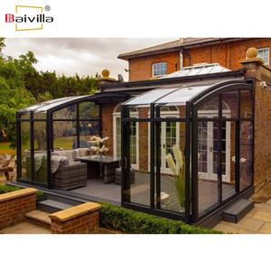 Diseño Innovador <span class=keywords><strong>de</strong></span> Terraza Acristalada con Techo Curvo Deslizante y <span class=keywords><strong>Plegable</strong></span> <span class=keywords><strong>de</strong></span> Aluminio, Invernadero con Techo <span class=keywords><strong>de</strong></span> Arco, Terraza Acristalada Retráctil, Cubierta Retráctil para Piscina - Product Image 3