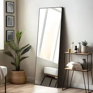 Excellent Modern Design Style Large-sized Vertical Floor Lighting Oak Frame Full Body Mirror Dressing Mirror
