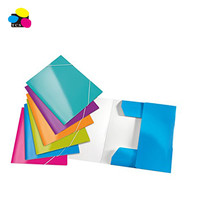 Fabricantes al por mayor 300gsm brillante laminado PP 3-Solapa carpeta con bandas elásticas para la escuela y suministros de oficina