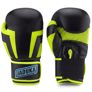 Guantes de boxeo personalizados de alto rendimiento en negro y verde lima, guantes para saco de boxeo, guantes de combate para profesionales adultos. - Product Image 1