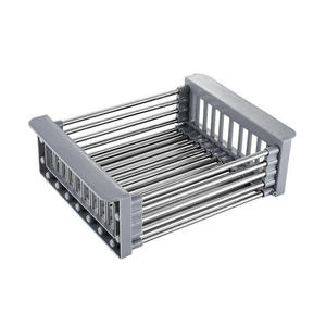 Égouttoir de cuisine en acier inoxydable argenté, écologique, durable, étagère télescopique, organisateur, porte-<span class=keywords><strong>fruits</strong></span>, panier - Product Image 5