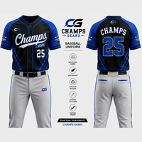 Ensemble d'uniformes de baseball personnalisés, respirant, à séchage rapide, en polyester, avec sublimation imprimée, pour hommes