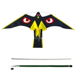 chinese control Best price Protect Farm Crops Scaring Bird Black Flying Hawk Eagle Kite With 4m Telescopic Pole from weifang