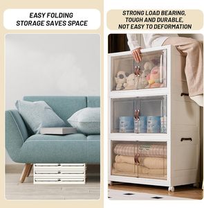 Wholesale White PP Plastic Injection Molded Rectangle Foldable <b>Drawers</b> <b>Storage</b> <b>Boxes</b> Cabinet Organizers with Wheels 35L Capacity - Product Image 4