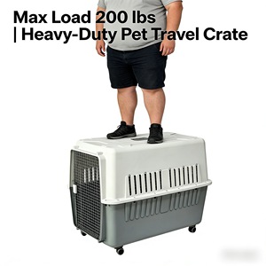 Kandang Anjing & Kucing Kapasitas Besar untuk Luar Ruangan, Disetujui IATA, dengan Bahan PP, Desain Bernapas, Pegangan Portabel & Roda - Product Image 3