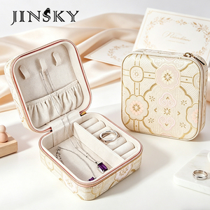 Chinese Style Portable Jewelry <b>Box</b> Vintage Embroidered Storage Case for Earrings Necklace & Bracelet Compact Organizer - Product Image 2