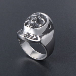 Skull <b>Titanium</b> Steel <b>Ring</b> For Men Wide Index Finger Retro Jewelry SA407 - Product Image 2