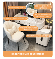 Coiffeuse avec haut-parleur, miroir LED, tiroirs et chaise