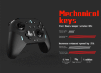 MOBAPAD 6 sumbu dengan lampu RGB, Gamepad gigi biru, pengendali Game nirkabel, joystick untuk Nintendo Switch, Game IOS PC Android