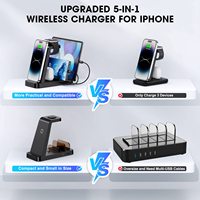 Chargeur sans fil 5 en 1 36W Chargeur de bureau Station de recharge sans fil multifonctionnelle avec TYPE-C ET SORTIE USB