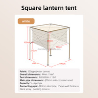 Tente lanterne carrée de luxe 4x4m en toile, imperméable quatre saisons, pour 5 personnes et plus, camping en plein air et glamping familial