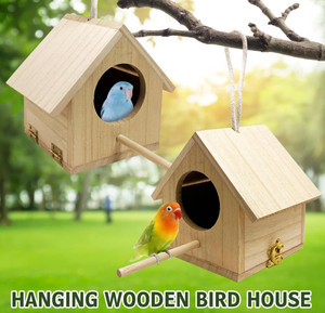 Casa para Pájaros <span class=keywords><strong>de</strong></span> <span class=keywords><strong>Madera</strong></span> Rectangular, Hecha a Mano, Decorativa para Jardín o Patio, para Robin, Periquito, Golondrina, Gorrión - Product Image 5