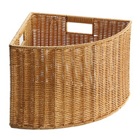 Panier de rangement d'angle en plastique tressé grande taille pour vêtements, design triangulaire avec poignée, écologique, durable, gain de place pour la maison
