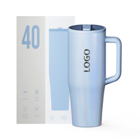 Gobelet isotherme en acier inoxydable double paroi sous vide, 40 oz, personnalisé 2026, avec bec amovible et couvercle anti-fuite, finition arc-en-ciel nacré