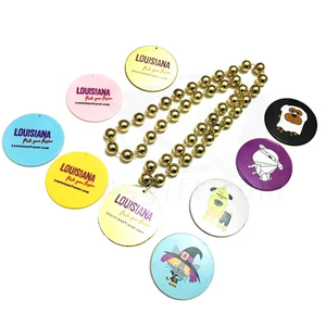 Custom <strong>Mardi</strong> <strong>Gras</strong> <strong>Beads</strong> with Medallion Necklace With 3 Inches Disc Medallion Imprint Promotional Giveaway Items Party Throws - Product Image 4