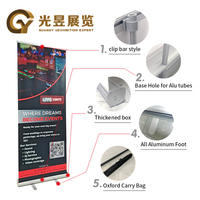 Banner Gulung Retraktil Aluminium Klasik Terlaris, Portabel, untuk Iklan dan Latar Belakang Pameran Dagang