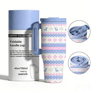 Botella de Agua Deportiva de Acero Inoxidable de Doble Pared de 40 oz, Diseño de Asa Plegable, Se Adapta a los Portavasos de Automóviles <span class=keywords><strong>para</strong></span> Mayor Comodidad en Viajes - Product Image 3