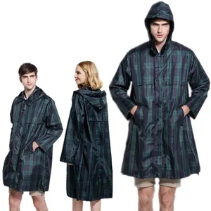 Chubasquero impermeable <span class=keywords><strong>para</strong></span> adultos, gabardina de plástico a la moda con rejilla verde, <span class=keywords><strong>Poncho</strong></span> general de poliéster con capucha <span class=keywords><strong>para</strong></span> hombres y mujeres, <span class=keywords><strong>capa</strong></span> de viaje - Product Image 1