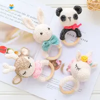 Yeni tasarım doldurulmuş hayvanlar sevimli Kawaii bebek dişlikleri örme tavşan Panda Unicorn ren geyiği bebek çıngırak tığ peluş oyuncaklar