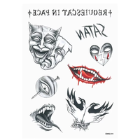 Masque d'horreur étanche Harley Quinn Joker tatouage temporaire Cosplay Halloween maquillage visage Mini petit tatouage